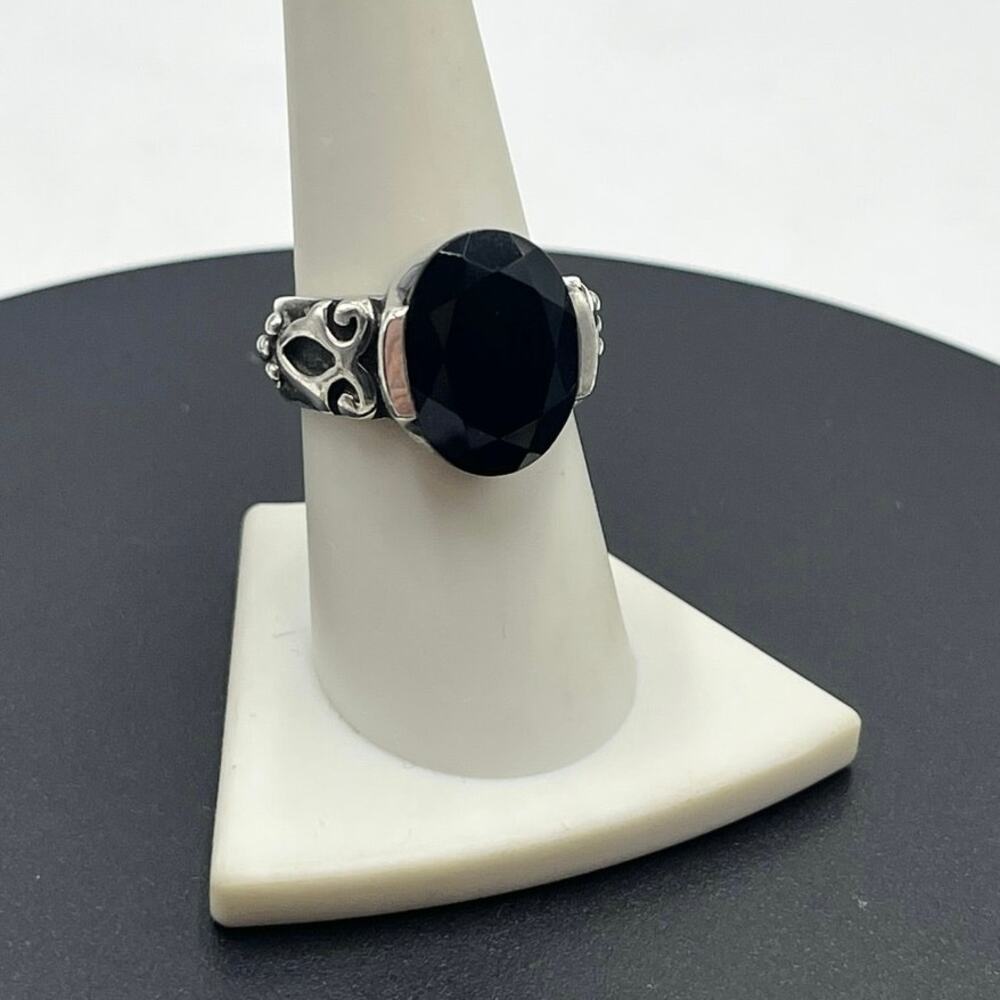 Silpada 925 Sterling Silver Black Chalcedony Ring Sz 8.5, 10.13 grams #R1410
